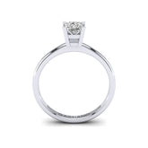 Gabriano Lena 4 tırnaklı tektaş yüzük; GIA-HRD sertifikalı prenses pırlanta ve beyaz altın montürün yandan görünüşü